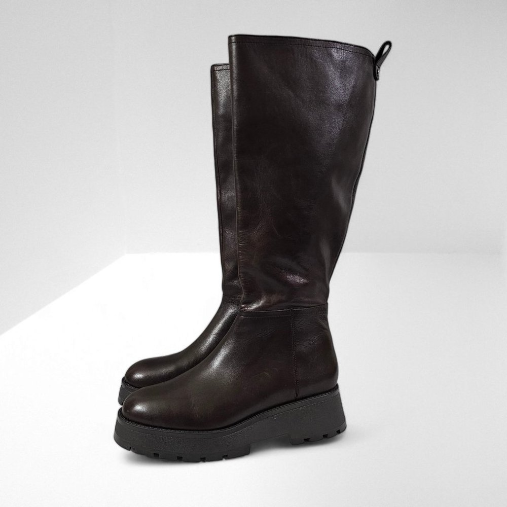 Vince Camuto Nettrio Knee High Boot Lug Sole Women Shoe Rootbeer Brown Sz 7 NWOT